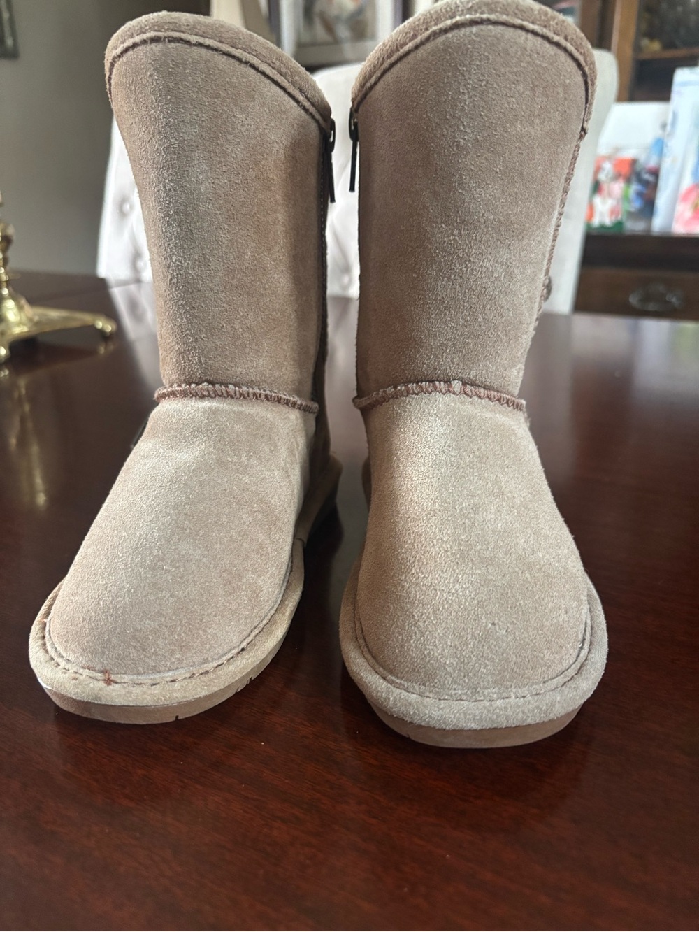 BearPaw Kids Tan Suede Knit-Trim Buckle Winter Boots Size 11 Brand New With Tags - Picture 5 of 12